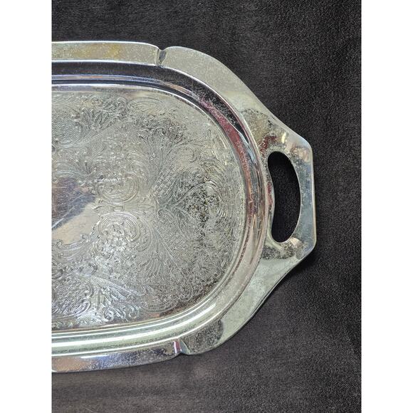 Vintage Krome Kraft Farber Bros New York 16" Silver Plated Serving Tray Platter - Picture 4 of 10